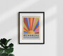 Mockup 'Kleurrijke stralen zonneschijn wandkunst' - Wandkunst van Ania Więcław als poster of acrylglasprint