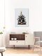 Mockup Wall art featuring a retro Christmas tree adorned with colorful ornaments in vintage style.