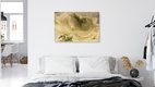 Mockup Weiße Ranunkelblüte in kristallklarem Eis, Deutschland – Fotokunst von Marc Heiligenstein als Poster oder Acrylglasbild
