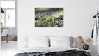 Mockup Gänseblümchen im ersten Sonnenlicht an einem Frostmorgen, Deutschland – Fotokunst von Nadja Jacke als Poster oder Acrylglasbild