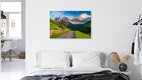 Mockup Fotokunst von Achim Thomae: idyllische Dolomitenlandschaft mit Geisler Bergen