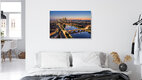 Mockup Michael Valjak, Frankfurt skyline in the evening - Germany, Europe
