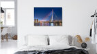 Mockup Photo art by Achim Thomae: illuminated Erasmus Bridge in Rotterdam at blue hour.
