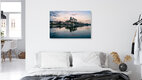 Mockup Sonnenuntergang über der Altstadt von Meißen mit reflektierenden Farben am Fluss
