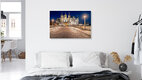 Mockup Photo art by Achim Thomae: Schwerin Castle at night, gentle lighting and calm atmosphere