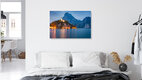 Mockup Photo art by Martin Wasilewski: calm blue hour at Lake Traunsee with mountains in the background