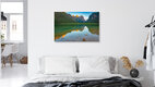 Mockup Fotokunst von Martin Wasilewski: Alpenglühen über dem Lago di Dobbiaco in Italien.