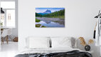 Mockup Photo art by Martin Wasilewski: Reflection of Tre Cime in tranquil Lago d'Antorno.