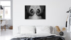 Mockup Photo art: Staircase resembling a face, captured in soft shades of gray.