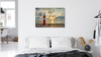 Mockup Photo art of a lighthouse in Westkapelle at sunset, soft colors in the sky.
