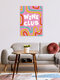 Mockup Wall art featuring retro wavy patterns and lettering for wine enthusiasts