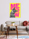 Mockup Wall art featuring a colorful cat design in pink and yellow by Ania Więcław.