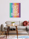 Mockup Colorful wall art featuring the quote 'I CAN'T EVEN THINK STRAIGHT' in retro typography.