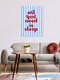 Mockup Wall art featuring colorful typography about sleep in a retro style with striped background.