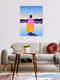 Mockup Illustration of a woman gazing into the distance, featuring vibrant colors and Andean landscape