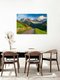 Mockup Fotokunst von Achim Thomae: idyllische Dolomitenlandschaft mit Geisler Bergen
