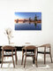 Mockup Photo art by Achim Thomae: Windmills at blue hour by the river
