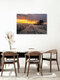 Mockup Beautiful sunset over the North Sea with gentle waves and wooden jetties.