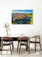 Mockup Photo art: Summer morning over the old town of Český Krumlov by the Vltava River.