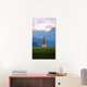 Mockup Fotokunst von Nils Steiner: Morgenlicht über einem Kirchturm in den Alpen