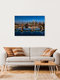 Mockup Fotokunst von Achim Thomae: Skyline von Frankfurt am Main bei Sonnenuntergang