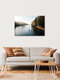 Mockup Fotokunst von Johannes Hulsch: ruhige Flusslandschaft mit Kanufahrern in Leipzig