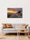 Mockup Beautiful sunset over the North Sea with gentle waves and wooden jetties.