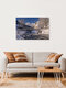 Mockup Winter landscape with snow-covered mountains and a church in Upper Bavaria