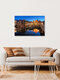 Mockup Photo art by Achim Thomae: historic architecture by the illuminated old harbour in Lüneburg.