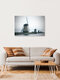 Mockup Fotokunst von Oliver Buchmann: Mühlen von Kinderdijk unter einem bewölkten Himmel