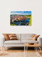 Mockup Photo art: Summer morning over the old town of Český Krumlov by the Vltava River.