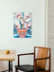 Mockup Wandbild 'Five Doves in Bloom' – Kunst von Uma Gokhale als Poster oder Acrylglasbild