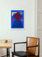 Mockup Photo art: Bright blue coffee pot against a soft background.