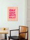 Mockup Wall art featuring a handwritten quote about freedom in cheerful pink and striped colors.
