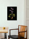 Mockup Photo art by Katherine Blower: botanical study of an Aquilegia against a dark background