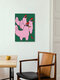 Mockup Illustration by Xenia Strohmeyer: colorful chickens playfully arranged.
