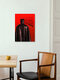 Mockup Wall art by Daniel Leo: humorous Batman illustration in bright red