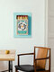 Mockup Wall art: Illustration of fish and hearts with a humorous quote