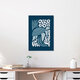 Mockup Wall art by Gal Pittel: stylized sea turtle swimming through blue waves