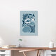 Mockup Wall art featuring abstract fish in soft colors and harmonious wave movements.