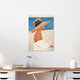 Mockup Illustration of a woman with a summer hat relaxing in the sun.