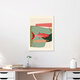 Mockup Abstract illustration of a red fish in calm green and teal tones