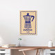 Mockup Colorful illustration of a blue espresso maker with a cheerful vibe