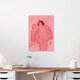 Mockup Illustration einer Frau im gestreiften Pyjama, sanfte Linien und entspannte Stimmung.
