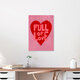 Mockup Wall art with hand lettering: heart and love in soft pink and red shades.