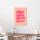 Mockup Wall art featuring a handwritten quote about freedom in cheerful pink and striped colors.