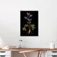 Mockup Photo art by Katherine Blower: botanical study of an Aquilegia against a dark background