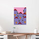 Mockup Wall art by Xenia Strohmeyer: colorful, funny pigeons in a naive style