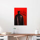Mockup Wall art by Daniel Leo: humorous Batman illustration in bright red