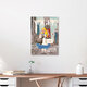 Mockup Wall art featuring a humorous illustration of a lost figure in a lively city.